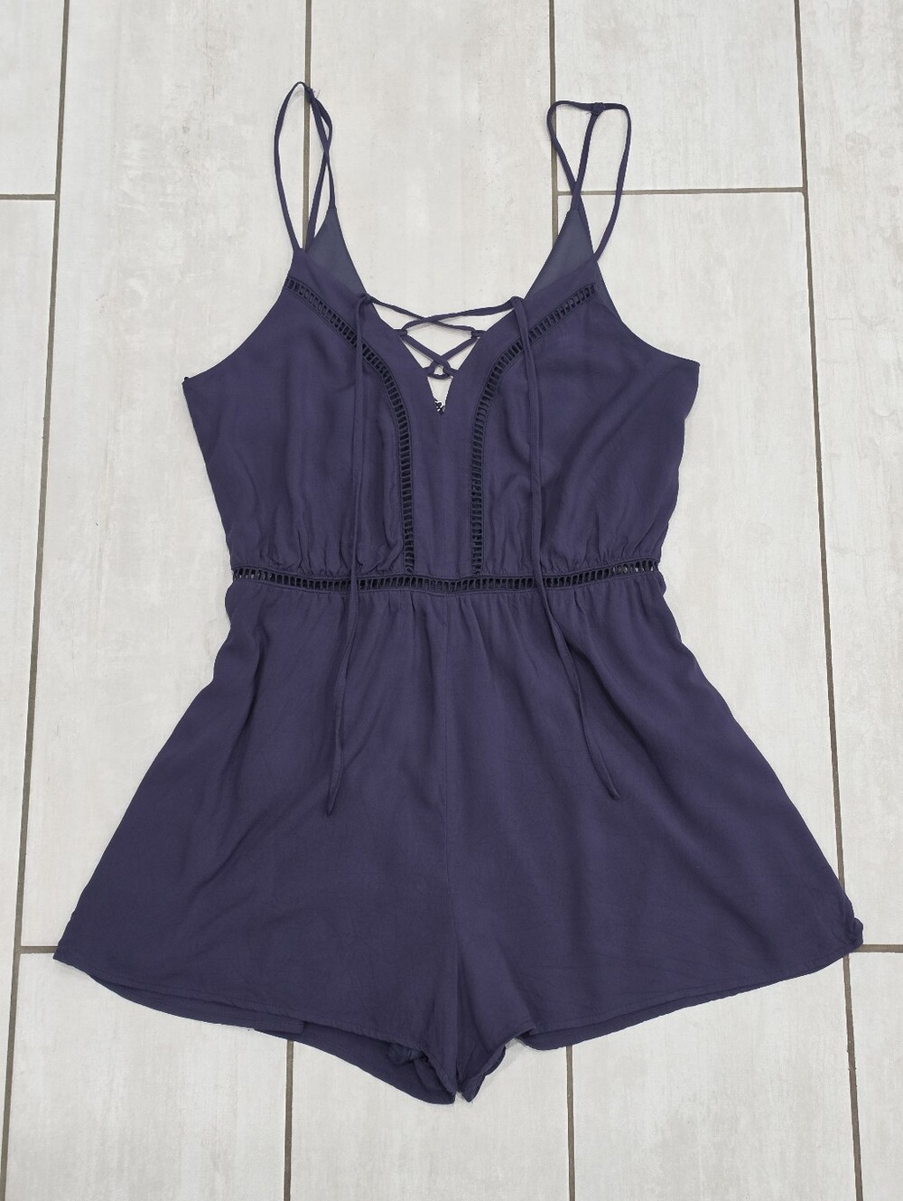 FRANCESCA'S Lace Up Boho Romper Festival Country Concert